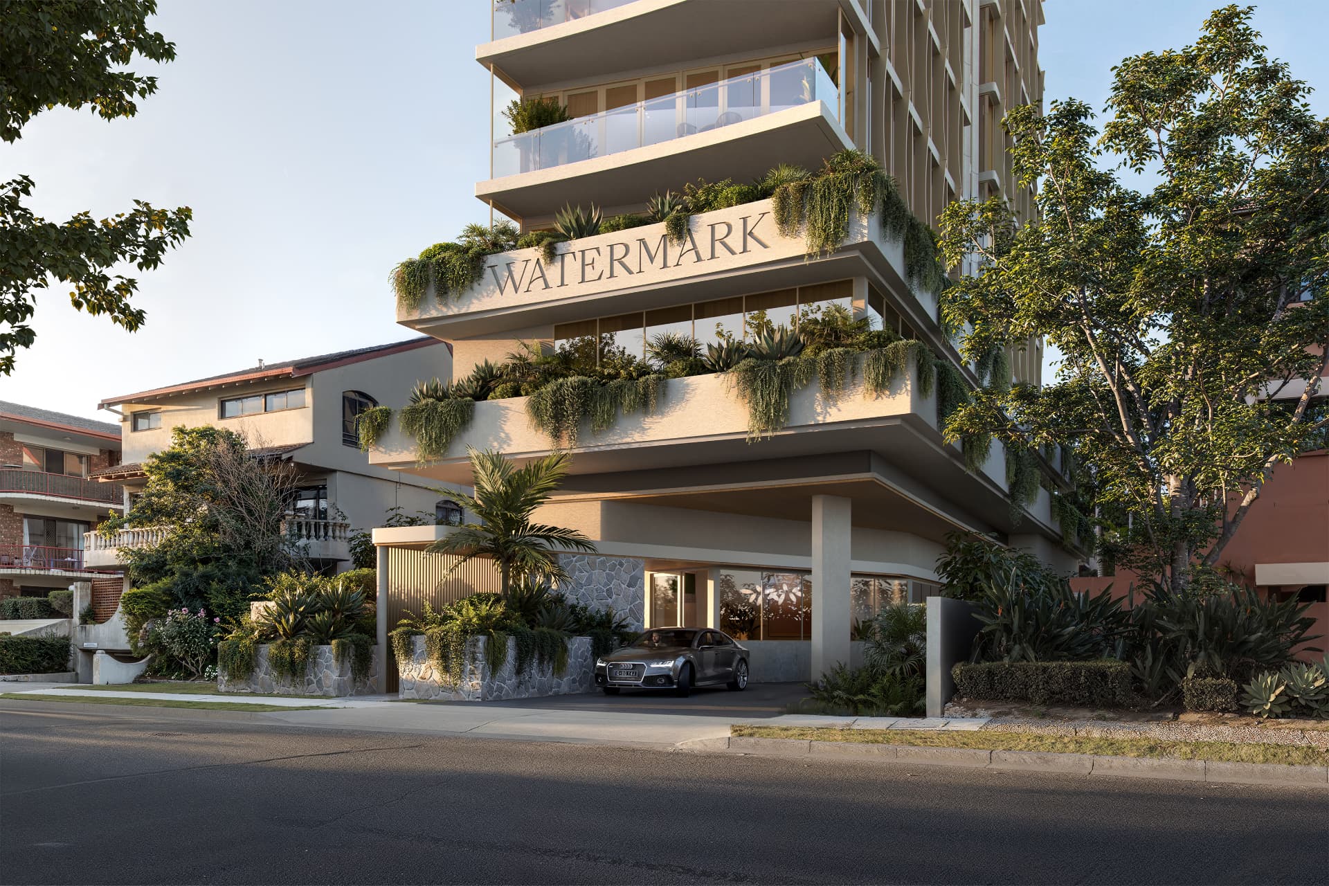WATERMARK landscaped arrival and porte-cochère