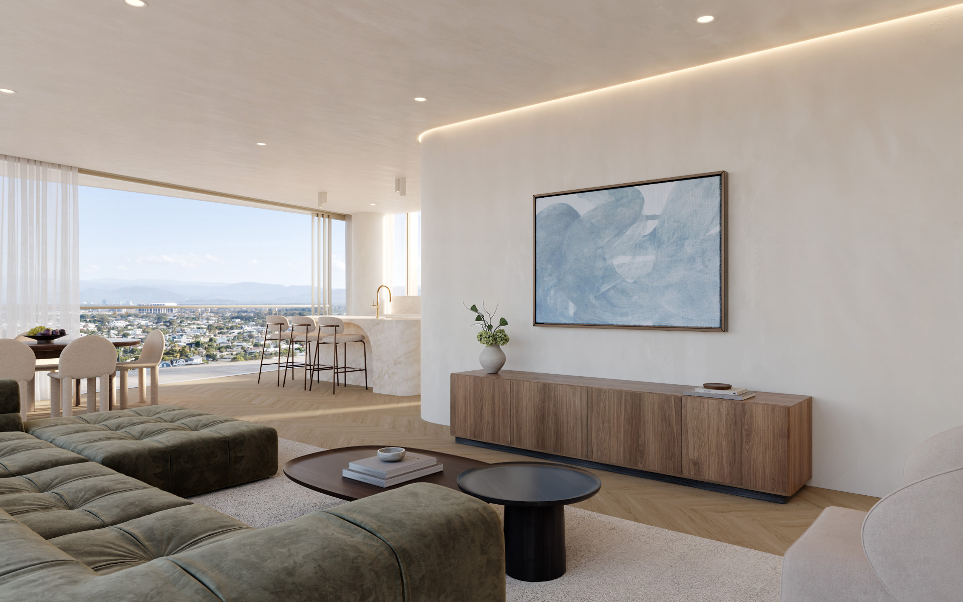Lounge and study space with hinterland views at WATERMARK